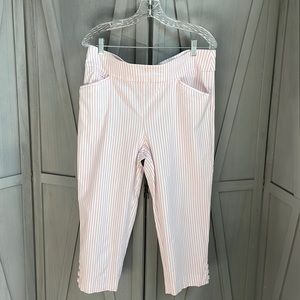 Chico’s Pink striped white capris.